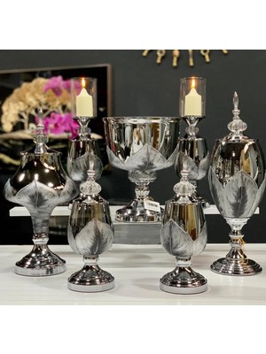 CITY gold 7 Parça Gümüş Lüx Konsol Seti Salon Takımı Dekoratif Aksesuar
