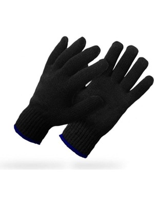 TrentCo Orta Kalın Siyah Sıcak Tutan Yün Kışlık Kadın Erkek Eldiven Unisex 1 Çift