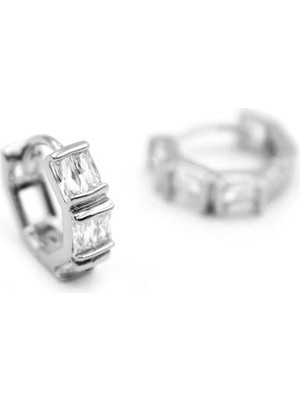 TrentCo Taşlı Halka Küpe - Gümüş