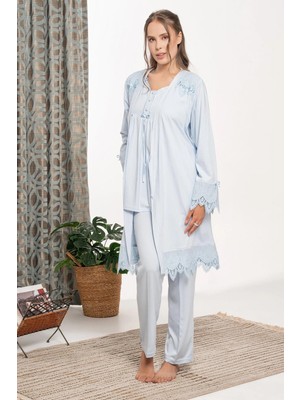 Daniska Bone 6109 Dantel Detaylı Sabahlıklı Lohusa Pijama Takımı