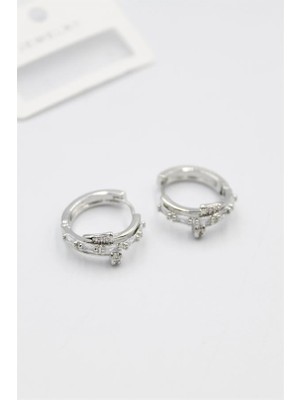 TrentCo Taşlı Çivi Küpe - Gümüş