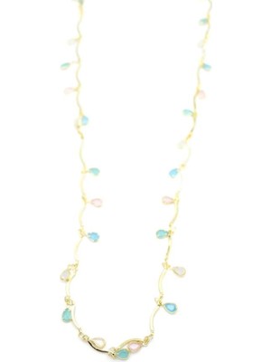 TrentCo Taşlı Y Kolye - Altın