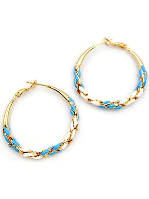 TrentCo Mineli Halka Küpe - Mavi