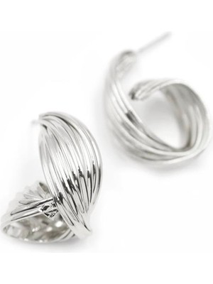 TrentCo Metal Kıvrımlı Küpe - Gümüş