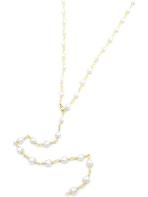 TrentCo Kalp Incili Y Kolye - Altın