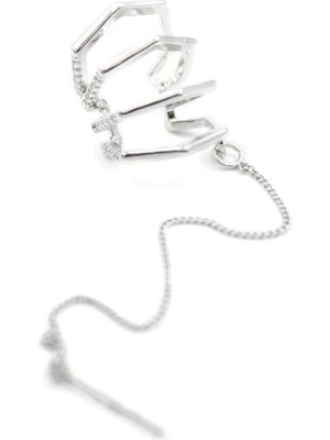 TrentCo Zincir Çoklu Kıkırdak Küpe - Gümüş