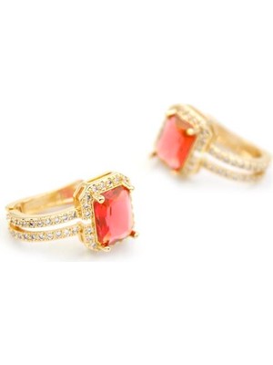 TrentCo Taşlı Küpe - Kırmızı