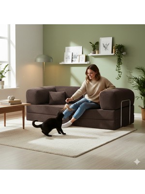 Dechome 180 x 90 Midinest Kanepe | Yatakli Koltuğu | Fitilli Kadife Yıkanır | Orginal Sünger|modern Kanepe