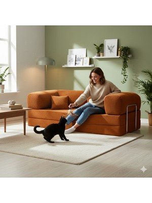 Dechome 180 x 90 Midinest Kanepe | Yatakli Koltuğu | Fitilli Kadife Yıkanır | Orginal Sünger|modern Kanepe