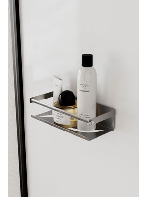 25CM Paslanmaz Çelik Duş Rafı, Yapışkanlı Modern Banyo Şampuanlık
