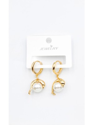 TrentCo Incili Yunus Küpe - Altın