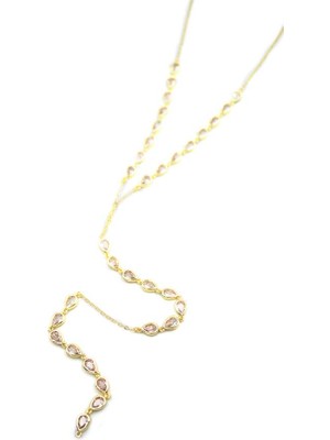 TrentCo Damla Taşlı Y Kolye - Altın