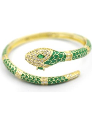 TrentCo Zirkon Yılan Bilezik - Yeşil