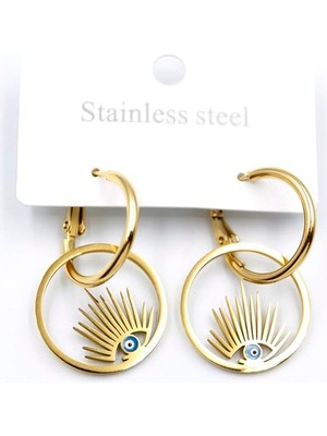 TrentCo Göz Çelik Halka Küpe - Altın