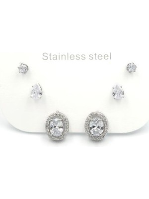 TrentCo Çoklu Taşlı Küpe - Gümüş