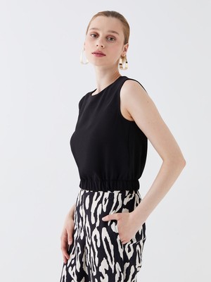 Lc Waikiki Yeni Sezon Bisiklet Yaka Düz Crop Kadın Bluz