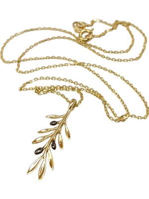 Genel Zeytin Dalı Kolye 14 Ayar Altın  Hd Videolu