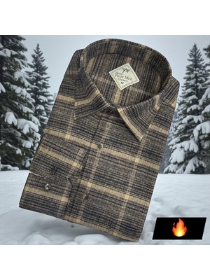Eren Style Klasik %100 Cotton Uzun Kollu Terletmeyen Kışlık Flanel Gömlek (Regular Kalıp)