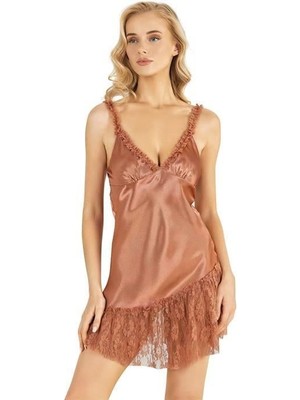 Marsilyan  Bakır Kısa Saten Gecelik 8238