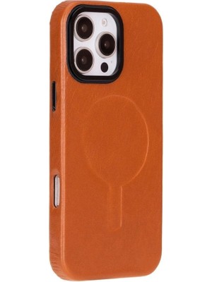 Mulvxurg  URG02  Iphone 16 Pro Max Uyumlu, Hakiki Deri, El Yapımı Kılıf, Gölgeli Taba (Mulvix)