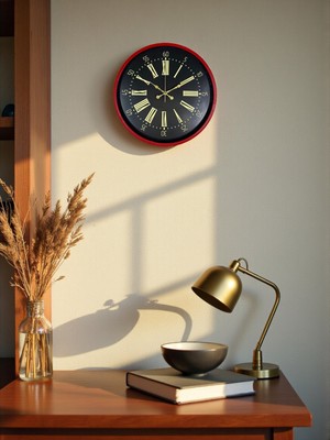 Dumles Zentime 36 cm Kırmızı Dekoratif Duvar Saati