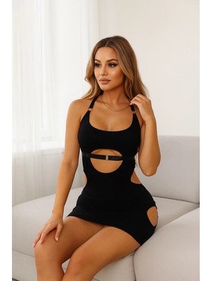 Beruflic Desenli Transparan Mini Elbise | BRF9200