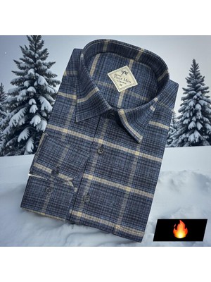 Eren Style Klasik %100 Cotton Uzun Kollu Terletmeyen Kışlık Flanel Gömlek (Regular Kalıp)