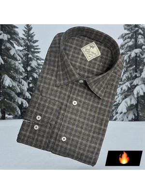 Eren Style Klasik %100 Cotton Uzun Kollu Terletmeyen Kışlık Flanel Gömlek (Regular Kalıp)
