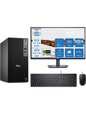 Dell Pro Tower QCT1250 Intel Core I7 14700 5.4ghz 64GB Ddr5 512GB SSD 27 Inç Monitör Freedos Nvidia GT1030 4gb Masaüstü Bilgisayar 27QCT1250I7GT1030F27 + Zetta Flash Bellek