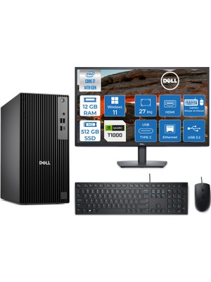 Dell Pro Tower QCT1250 Intel Core I7 14700 5.4ghz 12GB Ddr5 512GB SSD 27 Inç Monitör Windows 11 Home Quadro T1000 4gb Masaüstü Bilgisayar 27QCT1250I7T1000H02 + Zetta Flash Bellek