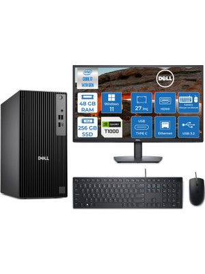 Dell Pro Tower QCT1250 Intel Core I7 14700 5.4ghz 48GB Ddr5 256GB SSD 27 Inç Monitör Windows 11 Pro Quadro T1000 4gb Masaüstü Bilgisayar 27QCT1250I7T1000P21 + Zetta Flash Bellek