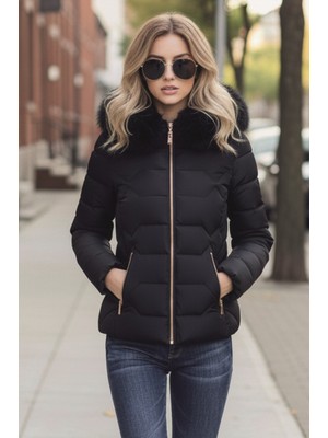 Barbora Günlük Kürklü Kadın Şişme Kadın Mont