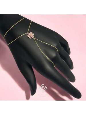 Pembe Safir Tanesi 925 Ayar Gümüş Altın Kaplama Şahmeran