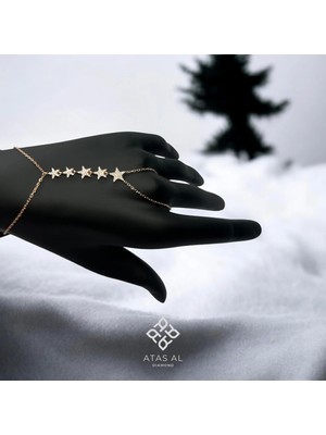 Yıldız Taşları Rose Gold Taş Dizim Şahmeran Altın Kaplama 925 Ayar Gümüş