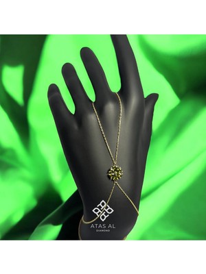 Yeşil Zümrüt Tanesi 925 Ayar Gümüş Altın Kaplama Şahmeran