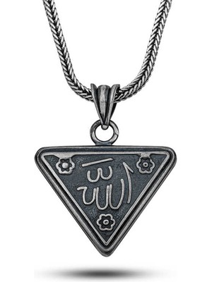 Costurera Gümüş Çiçek Motifli Allah Yazılı Cevşen Kolye