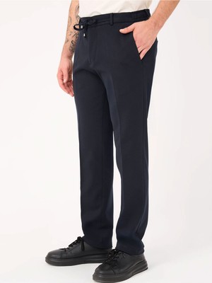 Lacivert Jogger Comfortable Esnek Ipli Interlock Örme Regular Fit Pantolon