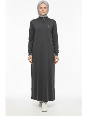 Modaplaza Kadın Yaka Fermuarlı Modal Uzun Tunik 7561