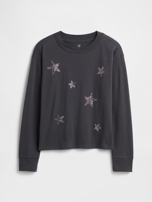 Gap Kız Çocuk Koyu Gri Gapkids × Disney Oversized Grafik T-Shirt