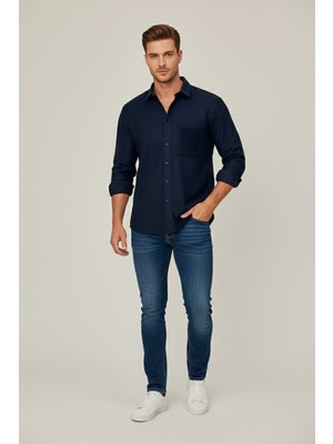 FullaModa Tek Cepli Kaşe Gömlek