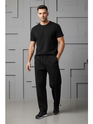 FullaModa Yazı Baskılı Paçası Stoperli Baggy Eşofman Altı