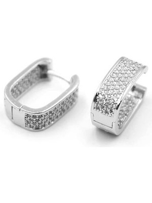 TrentCo Taşlı Halka Küpe - Gümüş