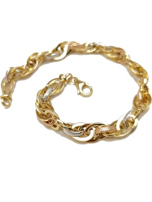 Genel 5.8mm Palamut Haloy Bileklik Künye 14 Ayar Altın HD VİDEOLU