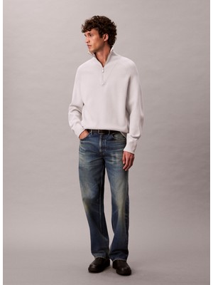 Calvin Klein Bisiklet Yaka Normal Beyaz Erkek Kazak LV04LD313G67U_LS Snowy Tech Knıt Bo