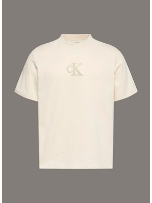 Calvin Klein Jeans Bisiklet Yaka Krem Erkek T-Shirt LV04RD253G67U Ss Gıft Gıvıng 20S Ea