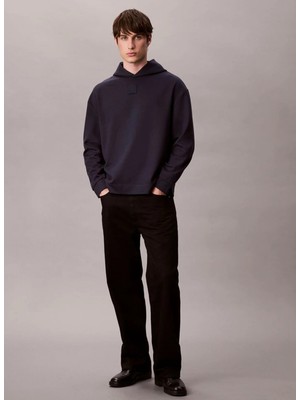 Calvin Klein Mavi Erkek Kapüşonlu Normal Sweatshirt LV04LD211GCEF_LS Stretch Wool Blend