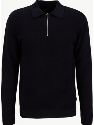Jack & Jones Polo Yaka Rahat Siyah Erkek Kazak 12281743_JPRBLAMILANO Stıtch Knıt Z