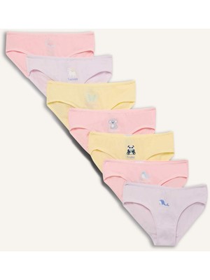 DeFacto Hayvan Desenli 7'li Slip Külot Kız Çocuk F8588A825AU