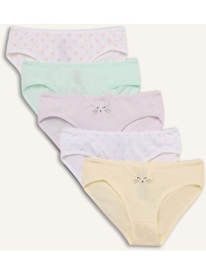 DeFacto %100 Pamuklu Desenli 5'li Slip Külot Kız Çocuk F8587A825AU