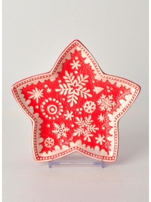 Tohana 1 Adet Seramik Kırmızı Servis Tabağı Xms Tohana Seramik Yıldız Tabak